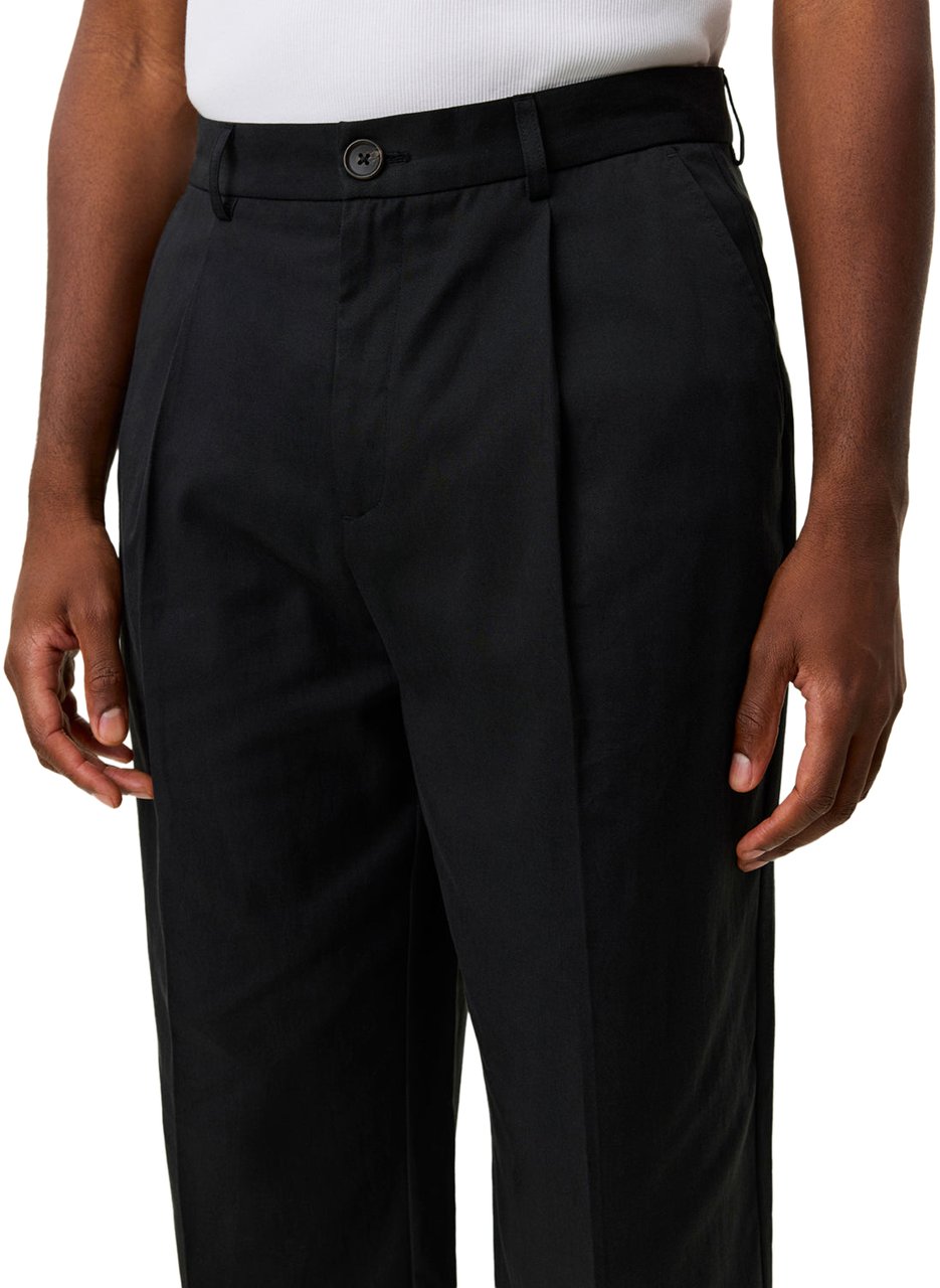 Les Deux Pantalone Reece Pleated Twill Suit Nero Zwart