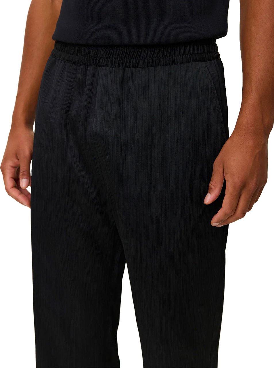Les Deux pantalon fluide noir plisse coupe droite Zwart