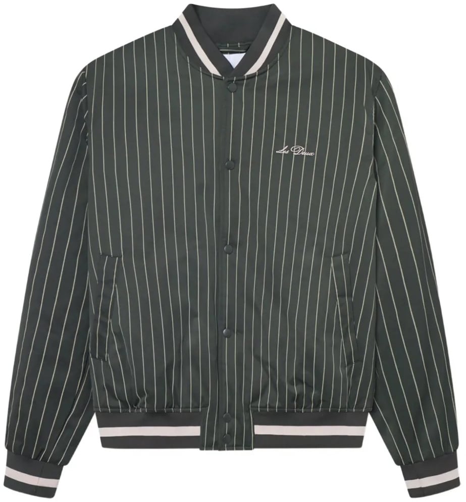 Les Deux pinstripe bomber jacket Groen