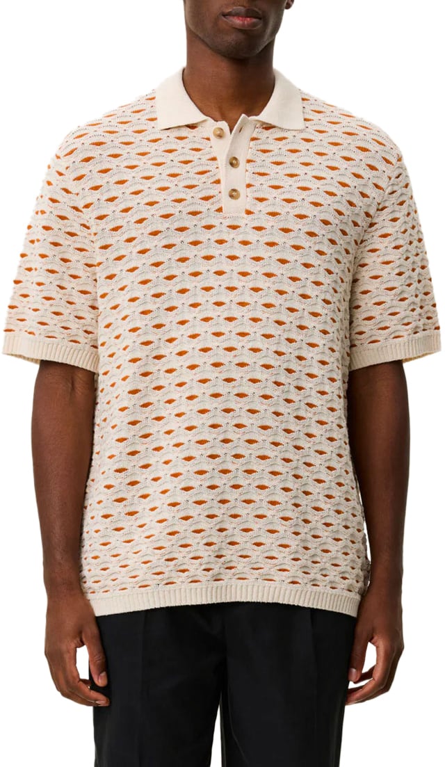 Les Deux polo maille orange beige tricot manche courte bouton Beige