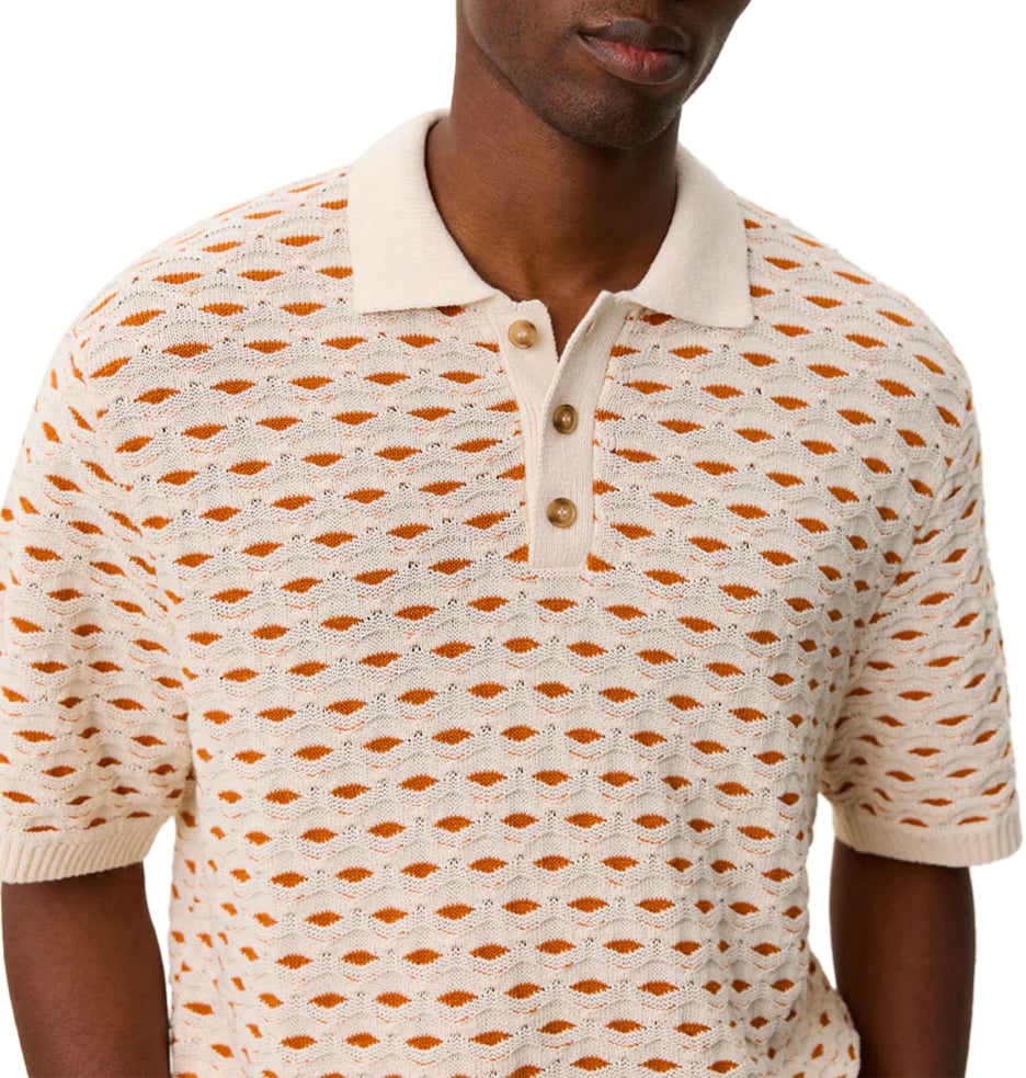 Les Deux polo maille orange beige tricot manche courte bouton Beige