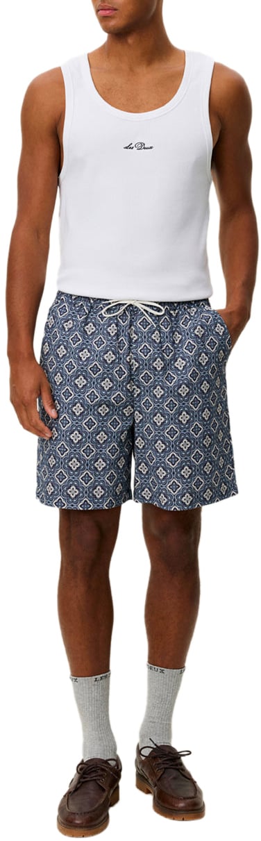 Les Deux Shorts Harry Arabesque Aop Blue Fog Blauw