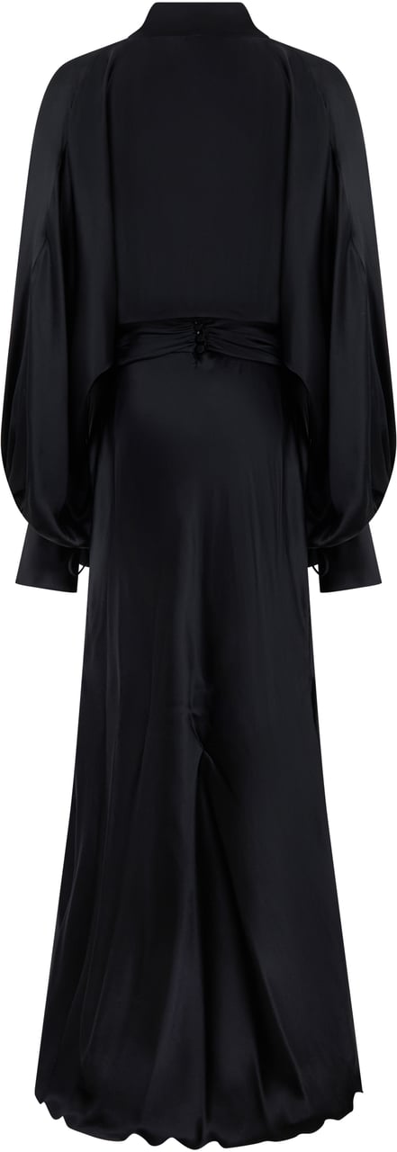 Les Filles d’Eva Long dress in draped satin Zwart