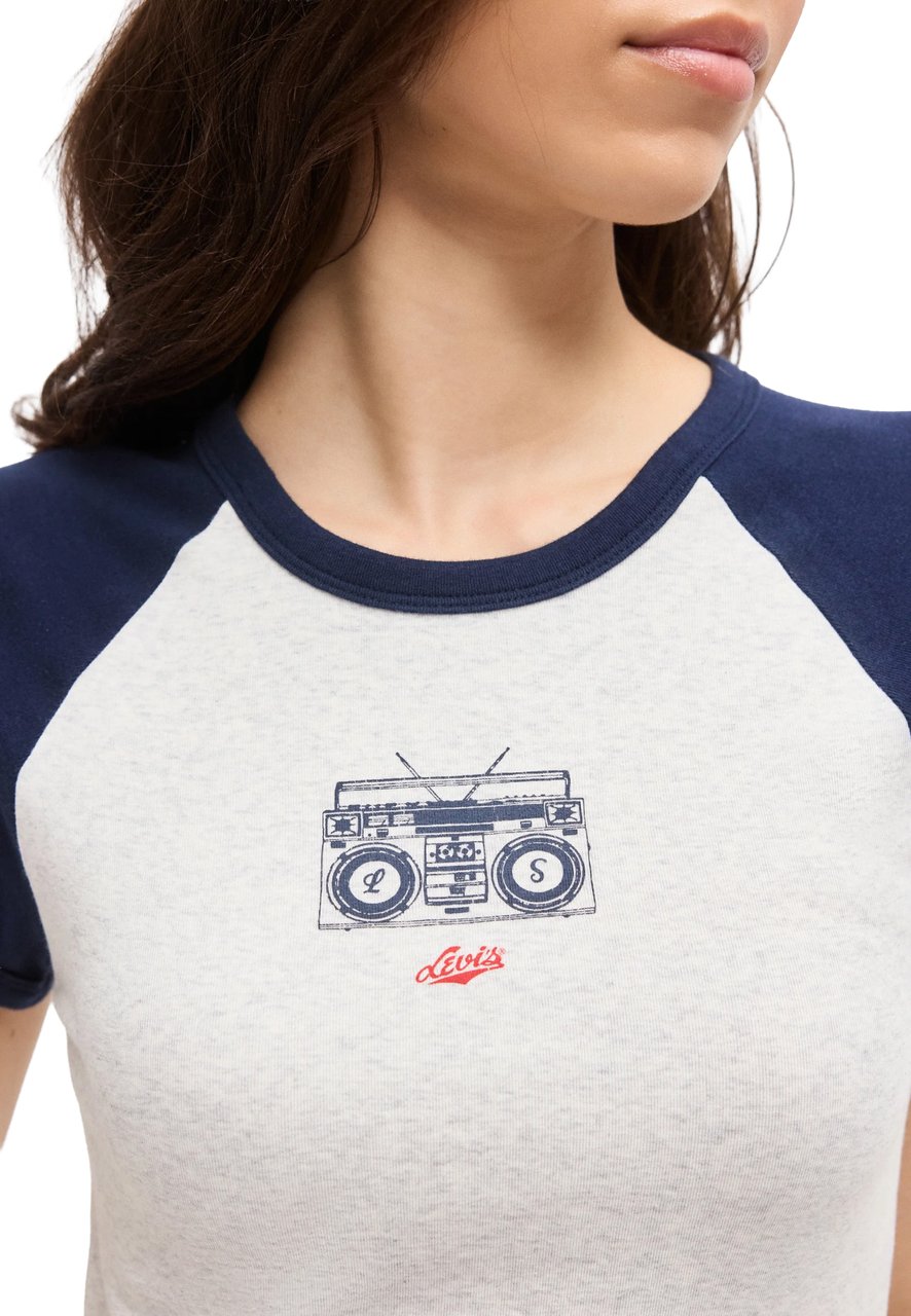 Levi's LEVI STRAUSS - Gr Riley Raglan Tee Pearl Embellished - 003R2 - 0010 Wit