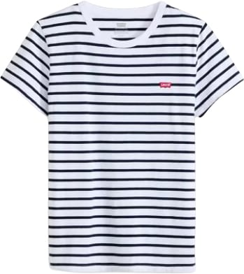Levi's LEVI STRAUSS - Perfect Tee Emily Stripe Bright White - 39185 - 0400 Blauw