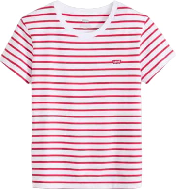 Levi's LEVI STRAUSS - Perfect Tee Emily Stripe Bright White - 39185 - 04170 Rood