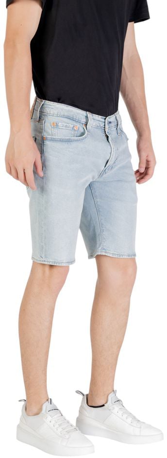 Levi's Light Blue Cotton Bermuda Shorts Blauw