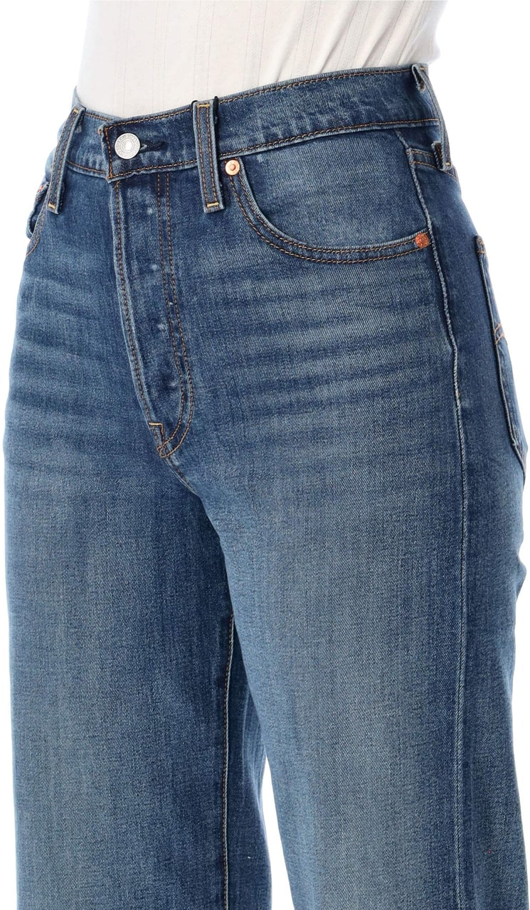Levi's Ribcage Full Lenght Mid Blue Blauw