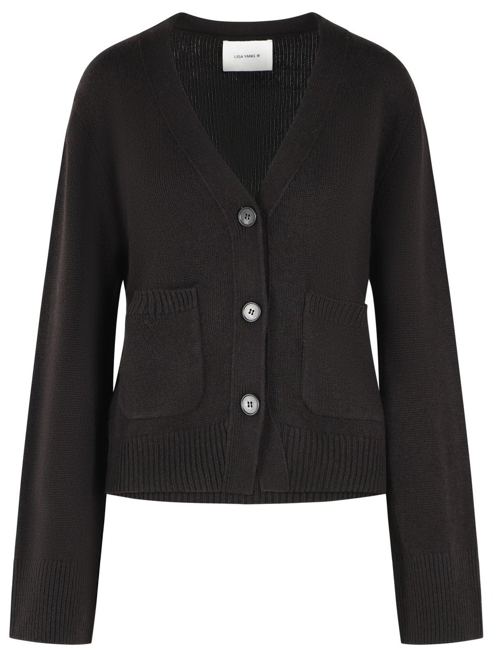 Lisa Yang 'Danni' Dark Brown Cashmere Cardigan Zwart