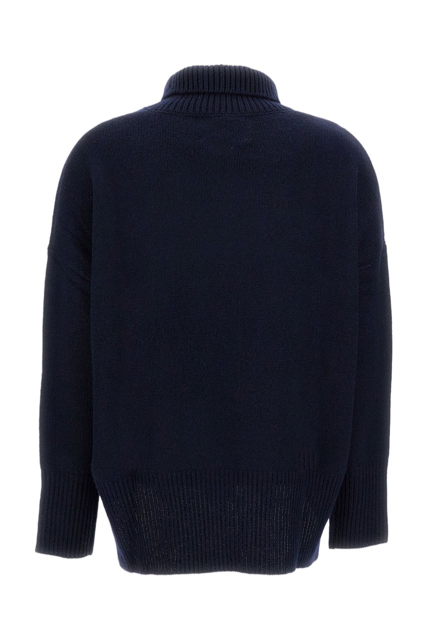 Lisa Yang Heavy-Knit Cashmere Turtleneck Sweater with Asymmetric Hem Blauw
