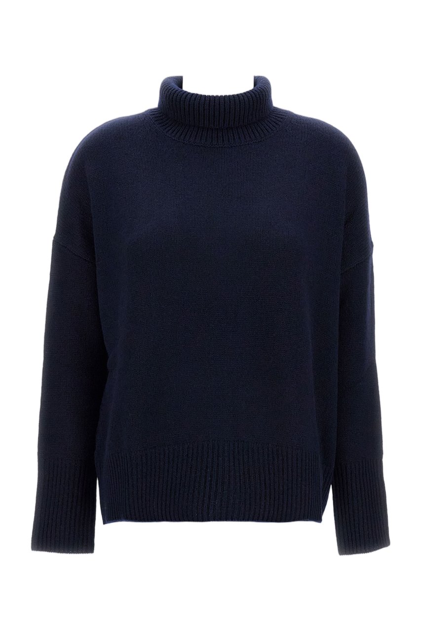 Lisa Yang Heavy-Knit Cashmere Turtleneck Sweater with Asymmetric Hem Blauw