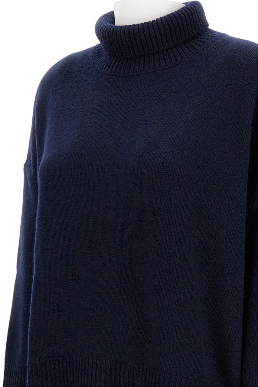 Lisa Yang Heavy-Knit Cashmere Turtleneck Sweater with Asymmetric Hem Blauw