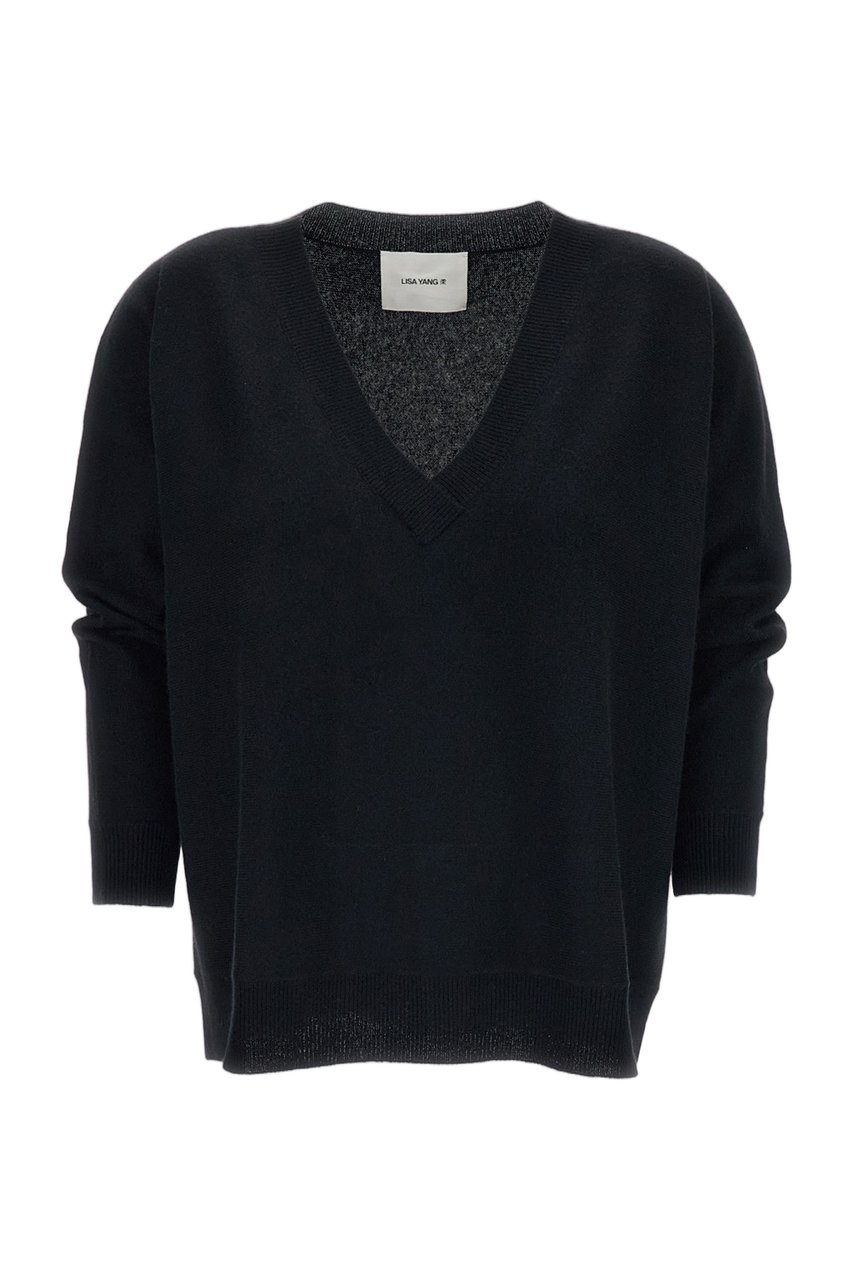 Lisa Yang Black Kenny V-Neck Cashmere Sweater Zwart