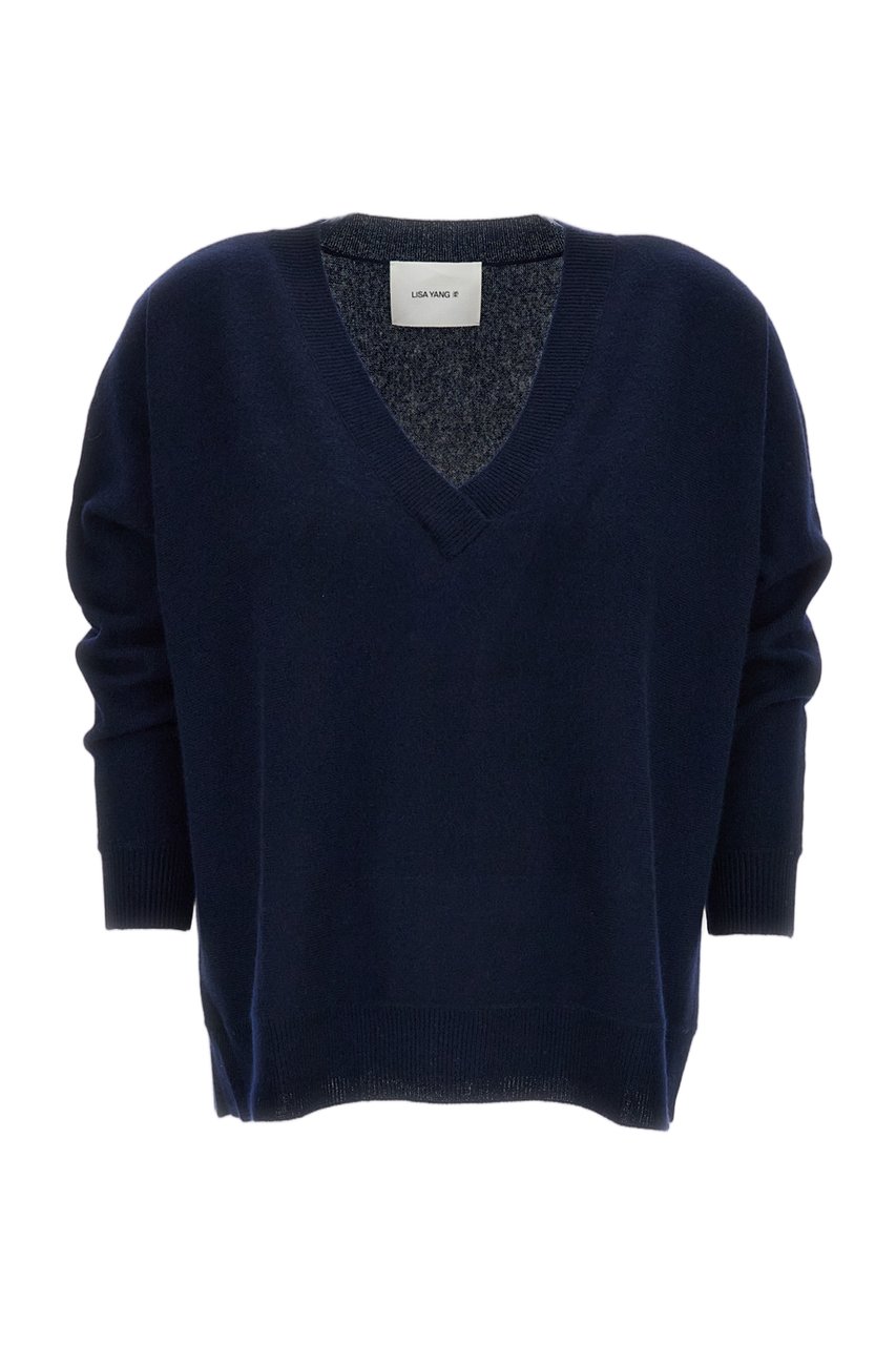 Lisa Yang Blue Kenny V-Neck Cashmere Sweater Blauw