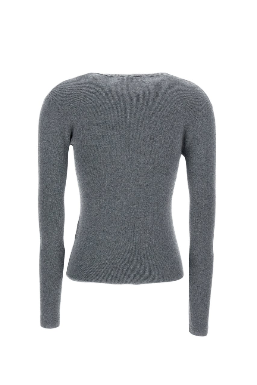 Lisa Yang Fitted Grey Long-Sleeve T-Shirt With Ribbed Trim Grijs