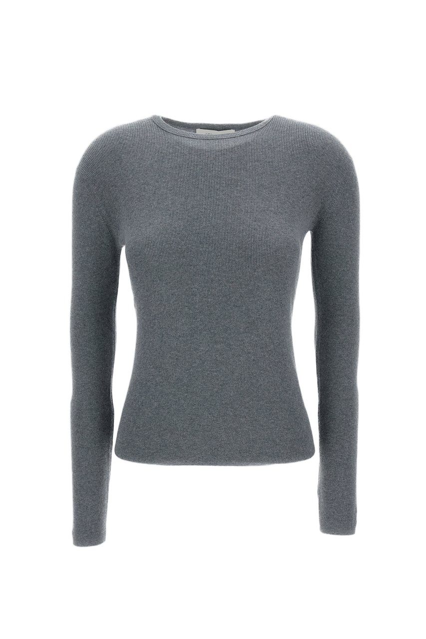 Lisa Yang Fitted Grey Long-Sleeve T-Shirt With Ribbed Trim Grijs