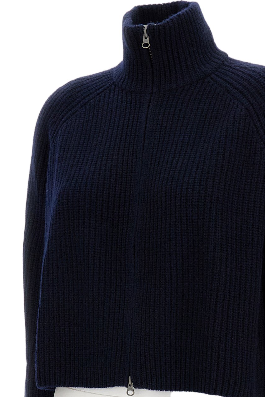 Lisa Yang Heavy-Knit Cashmere Cardigan with Cropped Cut and Zip Closure Blauw
