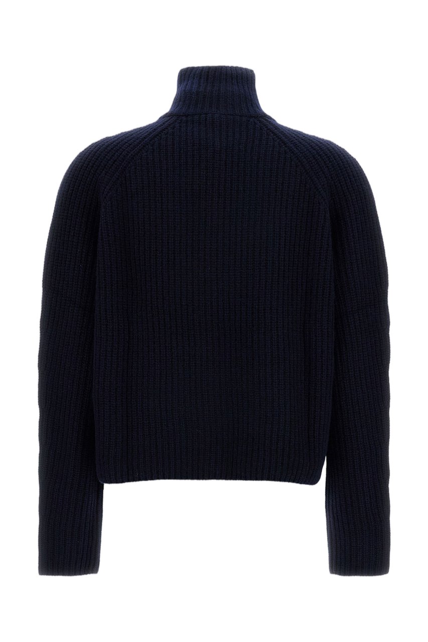 Lisa Yang Heavy-Knit Cashmere Cardigan with Cropped Cut and Zip Closure Blauw