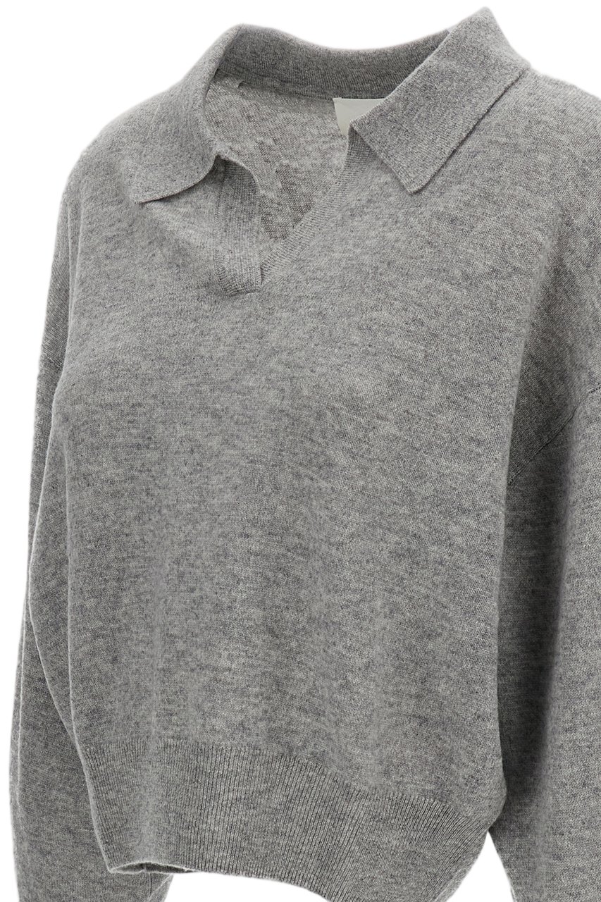Lisa Yang Grey Katriel Mid-Weight Cashmere Polo Shirt Grijs