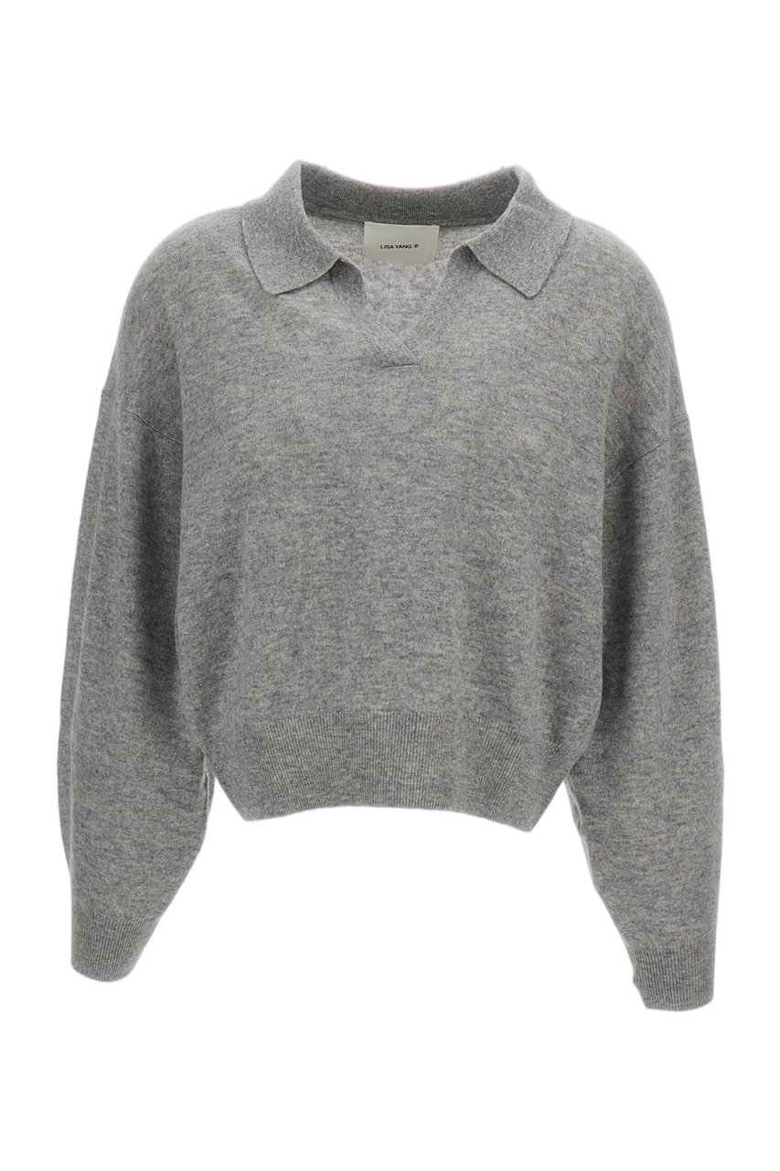 Lisa Yang Grey Katriel Mid-Weight Cashmere Polo Shirt Grijs