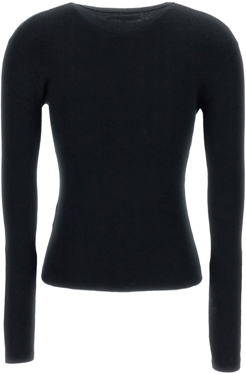 Lisa Yang Ribbed Long-Sleeve T-Shirt With Crewneck Zwart