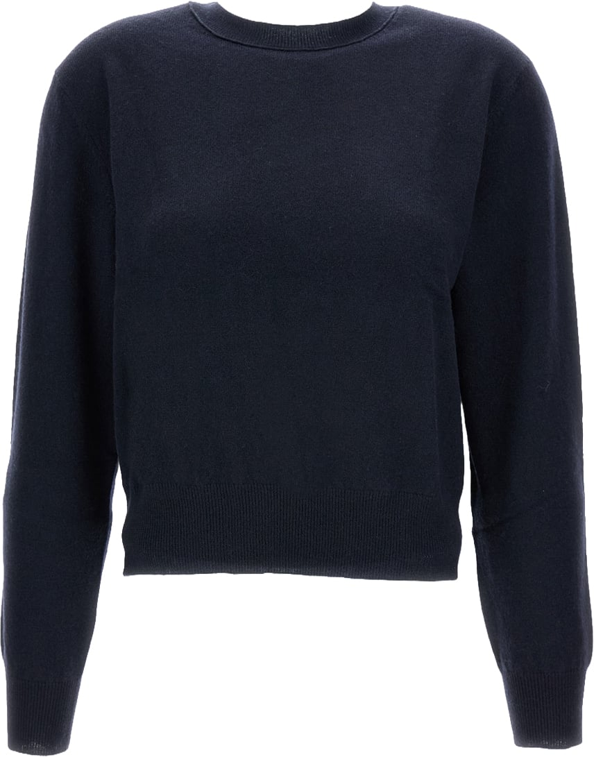 Lisa Yang Cropped Wool Sweater with Ribbed Trim and Structured Fit Zwart