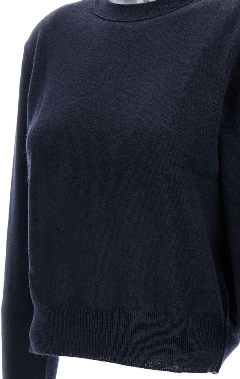 Lisa Yang Cropped Wool Sweater with Ribbed Trim and Structured Fit Zwart