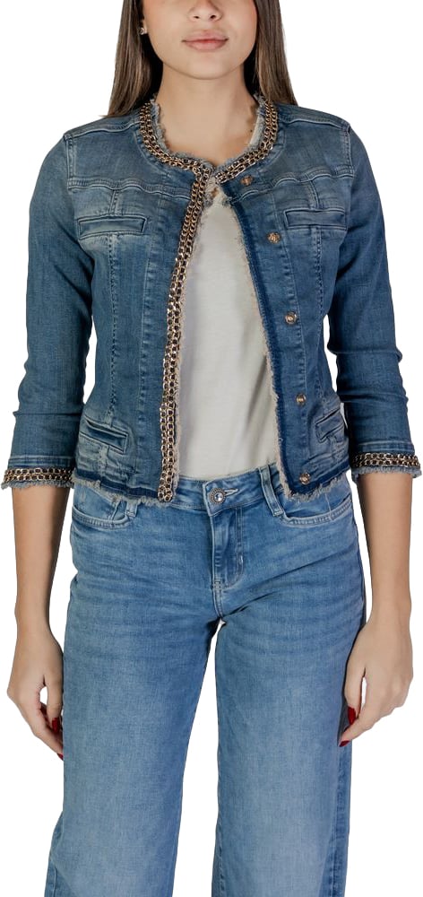 Liu Jo Light Blue Cotton Denim Jacket Blauw