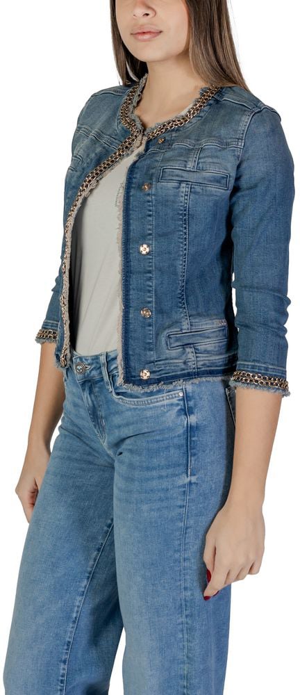 Liu Jo Light Blue Cotton Denim Jacket Blauw