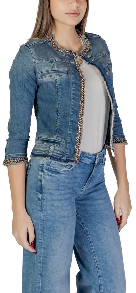 Liu Jo Light Blue Cotton Denim Jacket Blauw