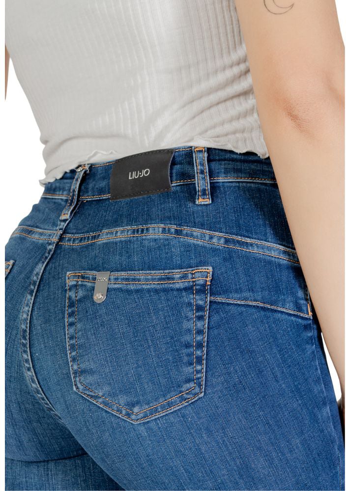 Liu Jo Blue Cotton Skinny Jeans Blauw