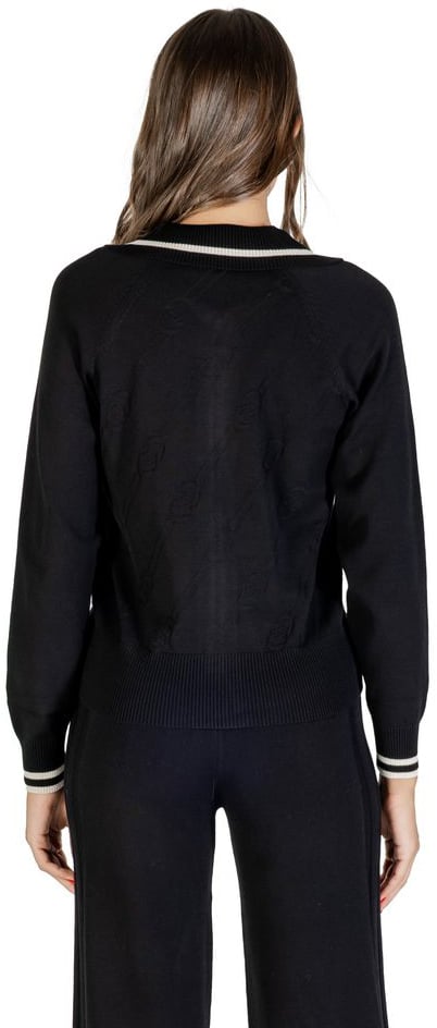 Liu Jo Black And White Viscose Cardigan Zwart