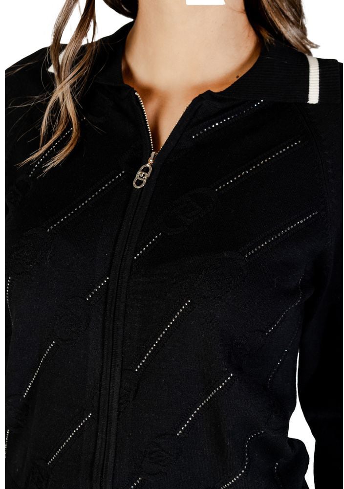 Liu Jo Black And White Viscose Cardigan Zwart
