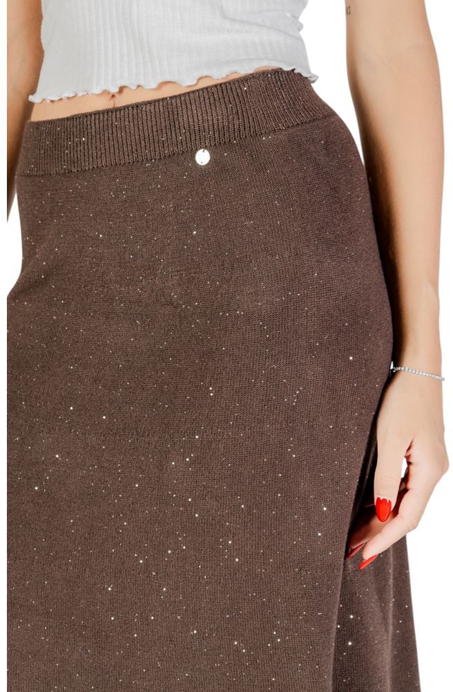 Liu Jo Brown Viscose Long Skirt Bruin