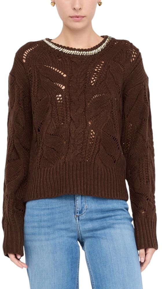 Liu Jo Brown Marabou Sweatshirt Bruin