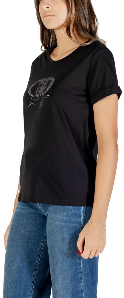 Liu Jo Black Cotton T-Shirt Zwart