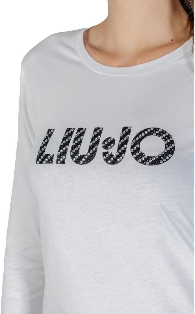 Liu Jo White Cotton Long Sleeve T-Shirt Wit