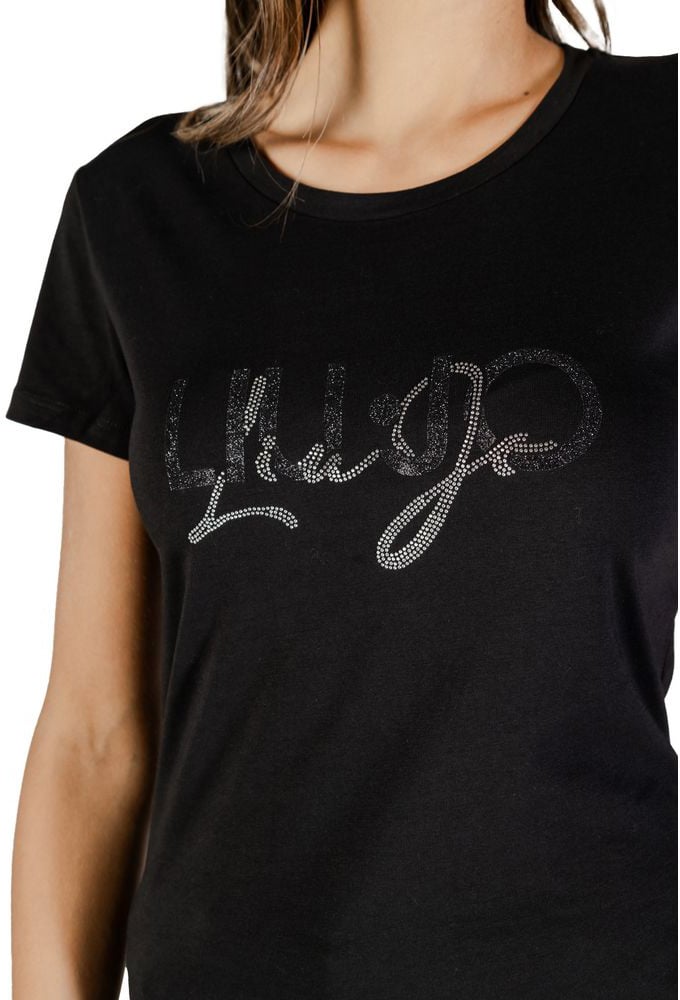 Liu Jo Black Cotton T-Shirt Zwart