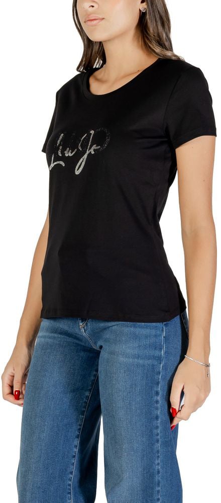 Liu Jo Black Cotton T-Shirt Zwart