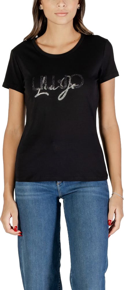Liu Jo Black Cotton T-Shirt Zwart