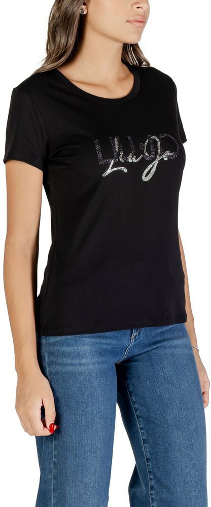 Liu Jo Black Cotton T-Shirt Zwart