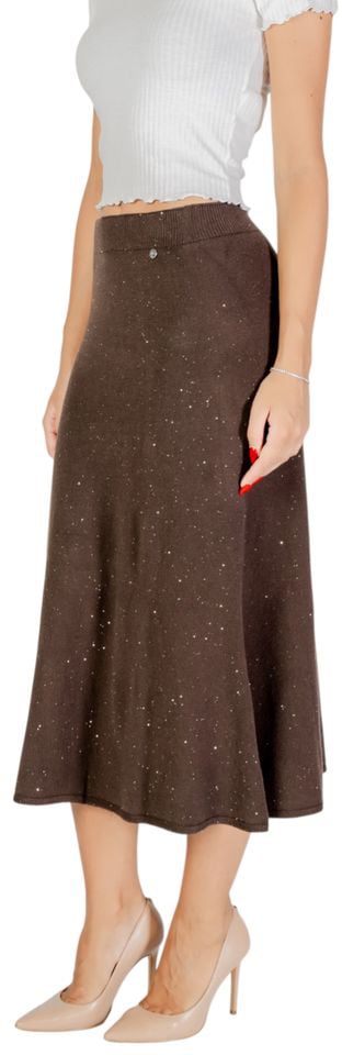 Liu Jo Brown Viscose Long Skirt Bruin