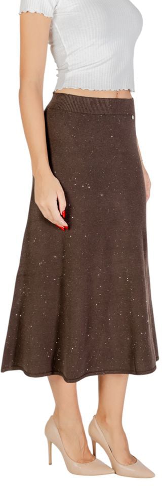 Liu Jo Brown Viscose Long Skirt Bruin