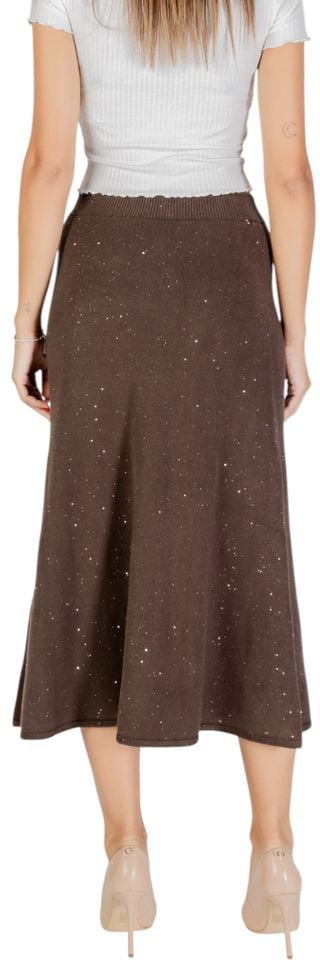 Liu Jo Brown Viscose Long Skirt Bruin