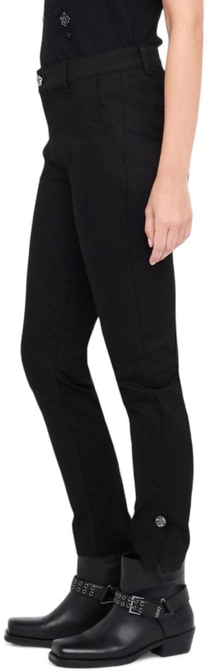 Liu Jo Black Cotton Dress Pants Zwart