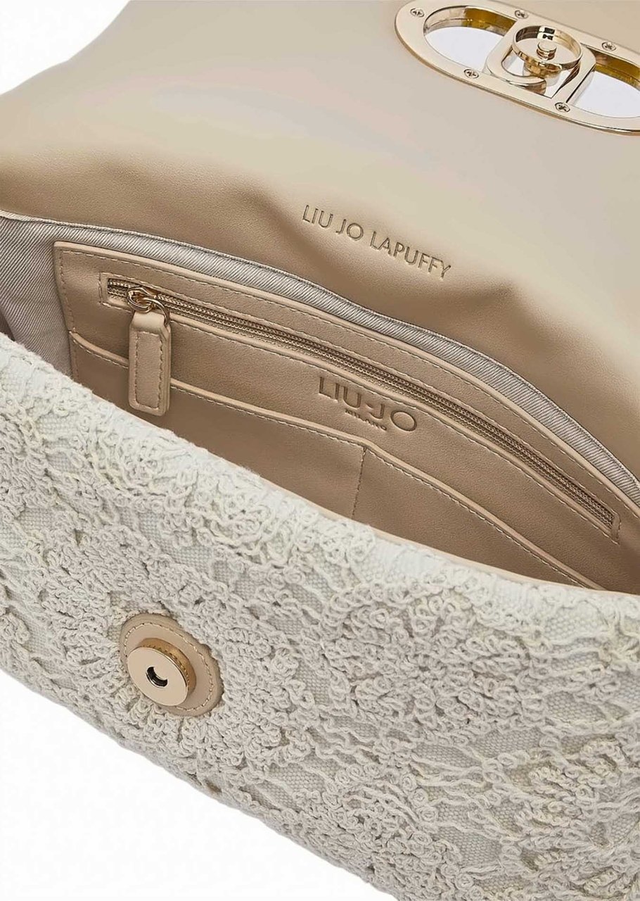 Liu Jo Lapuffy Crochet Shoulder Bag Neutraal