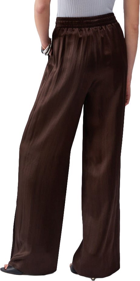 Liu Jo Satin Elastic Waist Wide Trousers Zwart