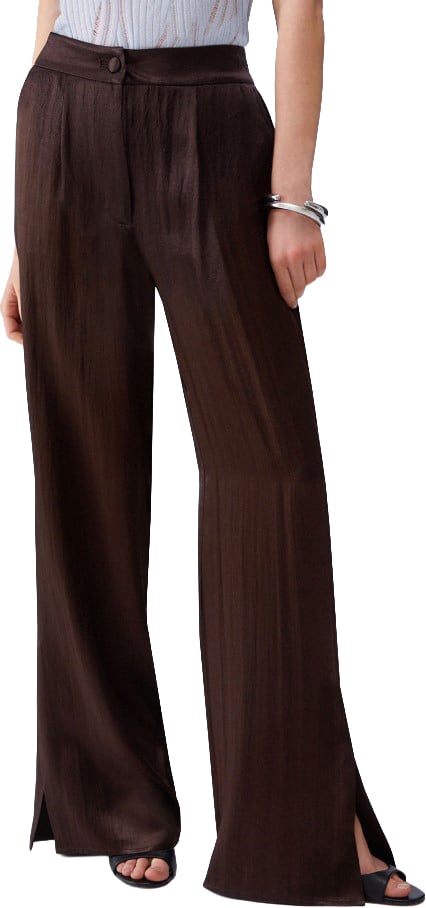Liu Jo Satin Elastic Waist Wide Trousers Zwart