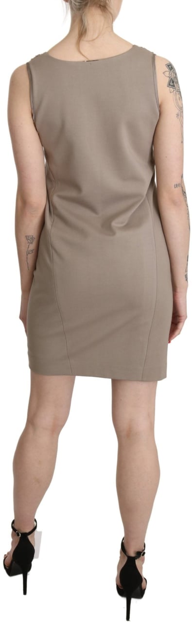 Liu Jo Brown Sequined V-neck Sleeveless Sheath Mini Dress Bruin
