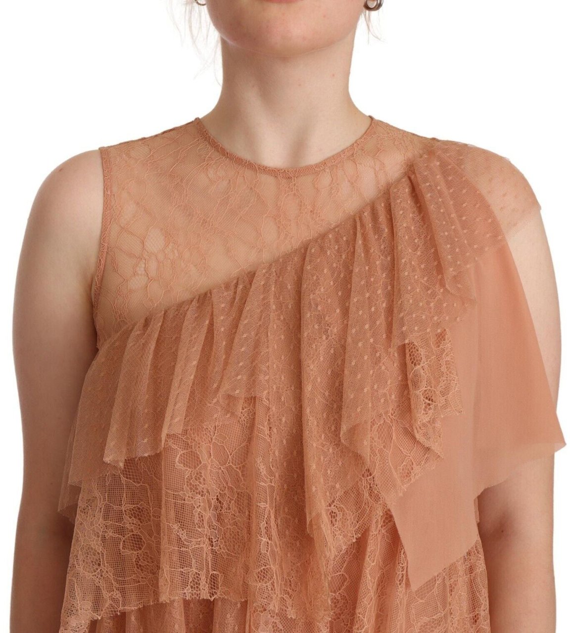 Liu Jo Pink Lace Sleeveless Mini Shift Layered Dress Roze